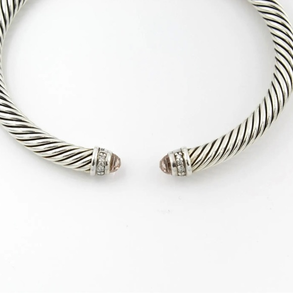 DAVID YURMAN * Sterling Silver Cable Cuff Accented With Morganite & Diam… - Picture 7 of 7